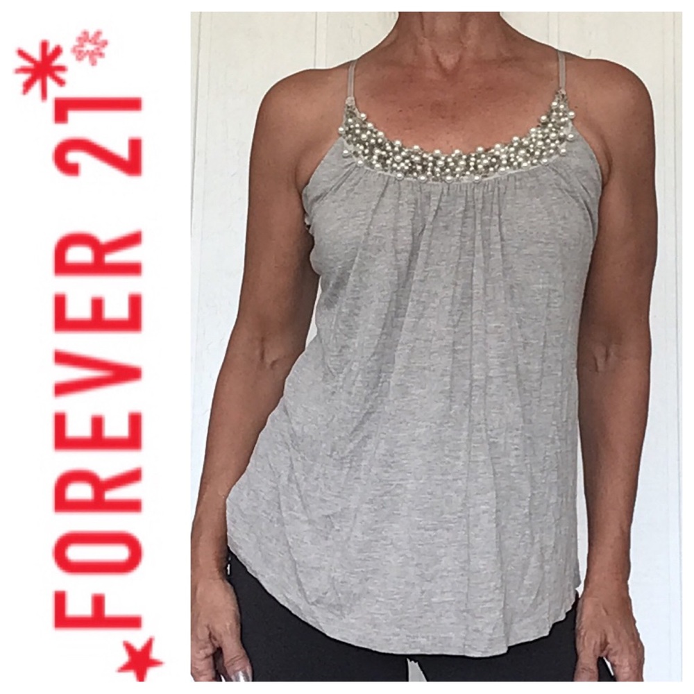 FOREVER 21 EMBELLISHED TANK TOP MEDIUM